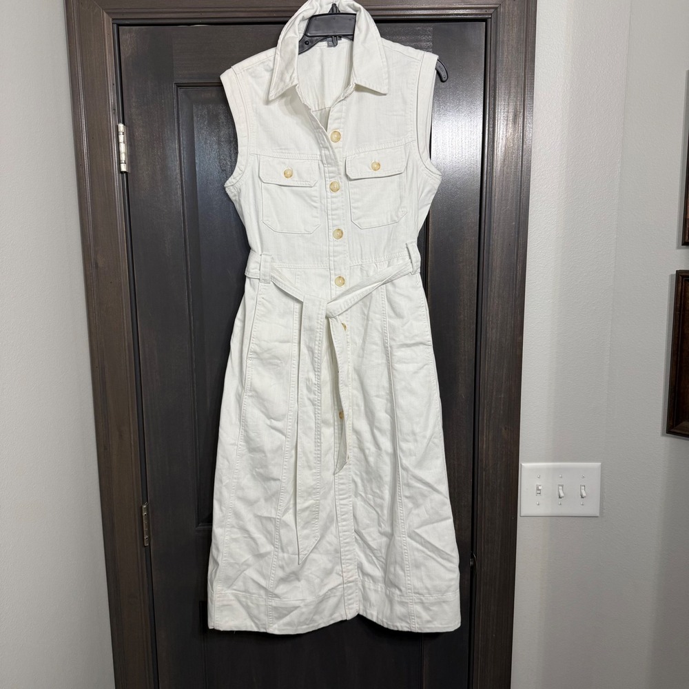Wit & Wisdom Sleeveless White Button-Front Midi Dress